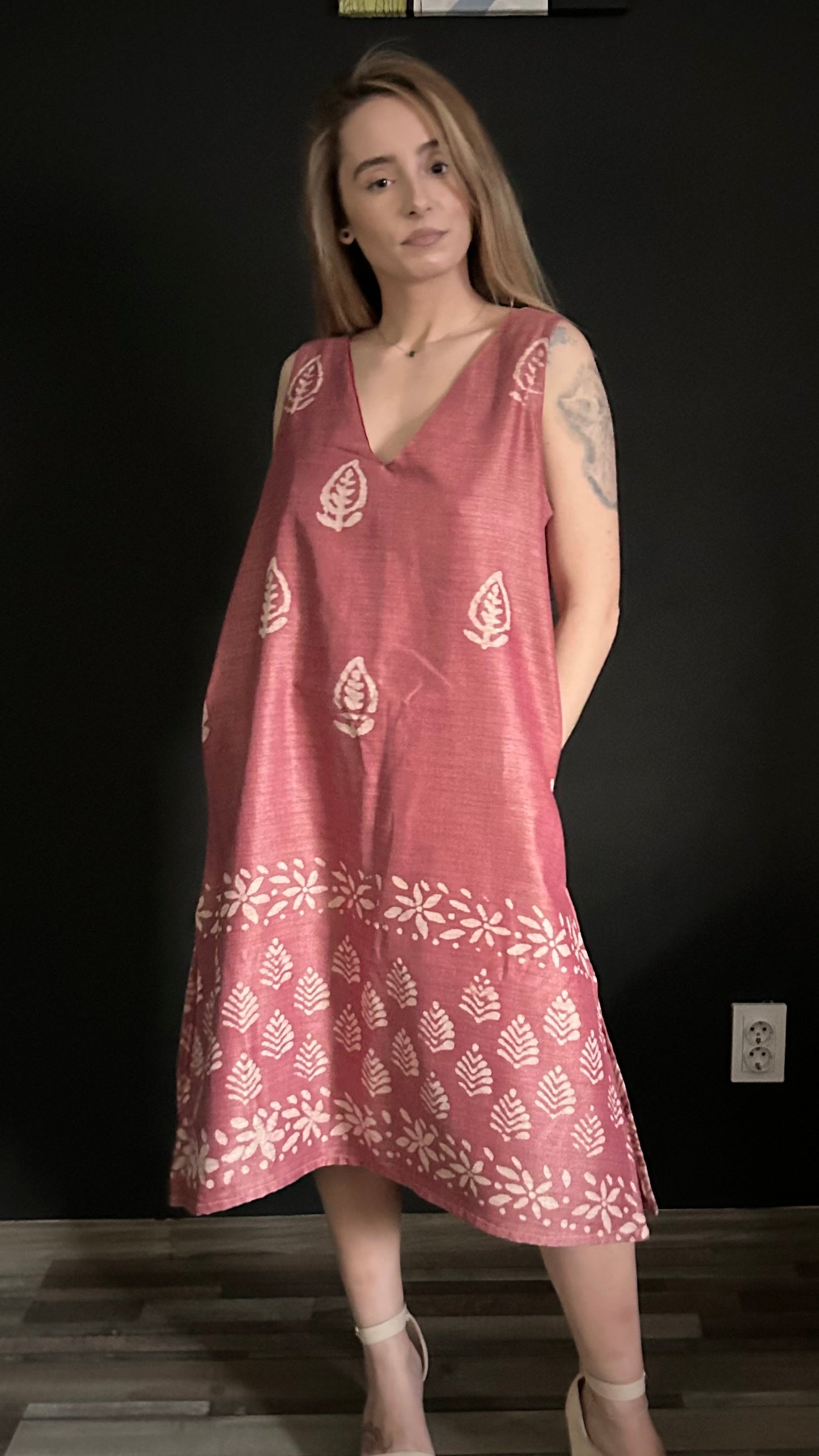 Chanderi Silk dress - Magenta