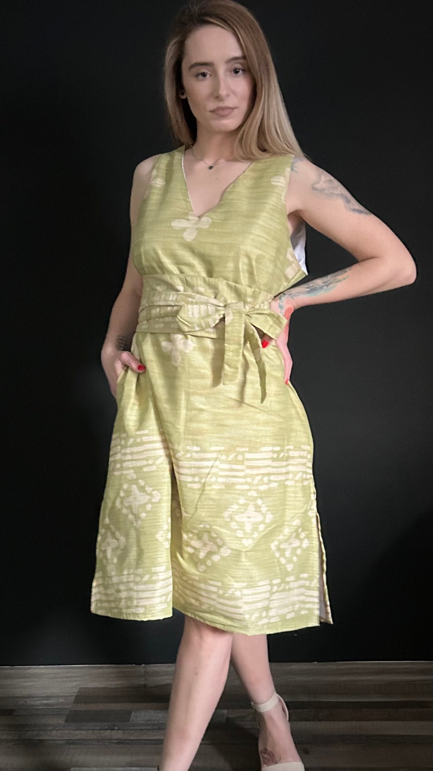 Chanderi Silk Dress - Green