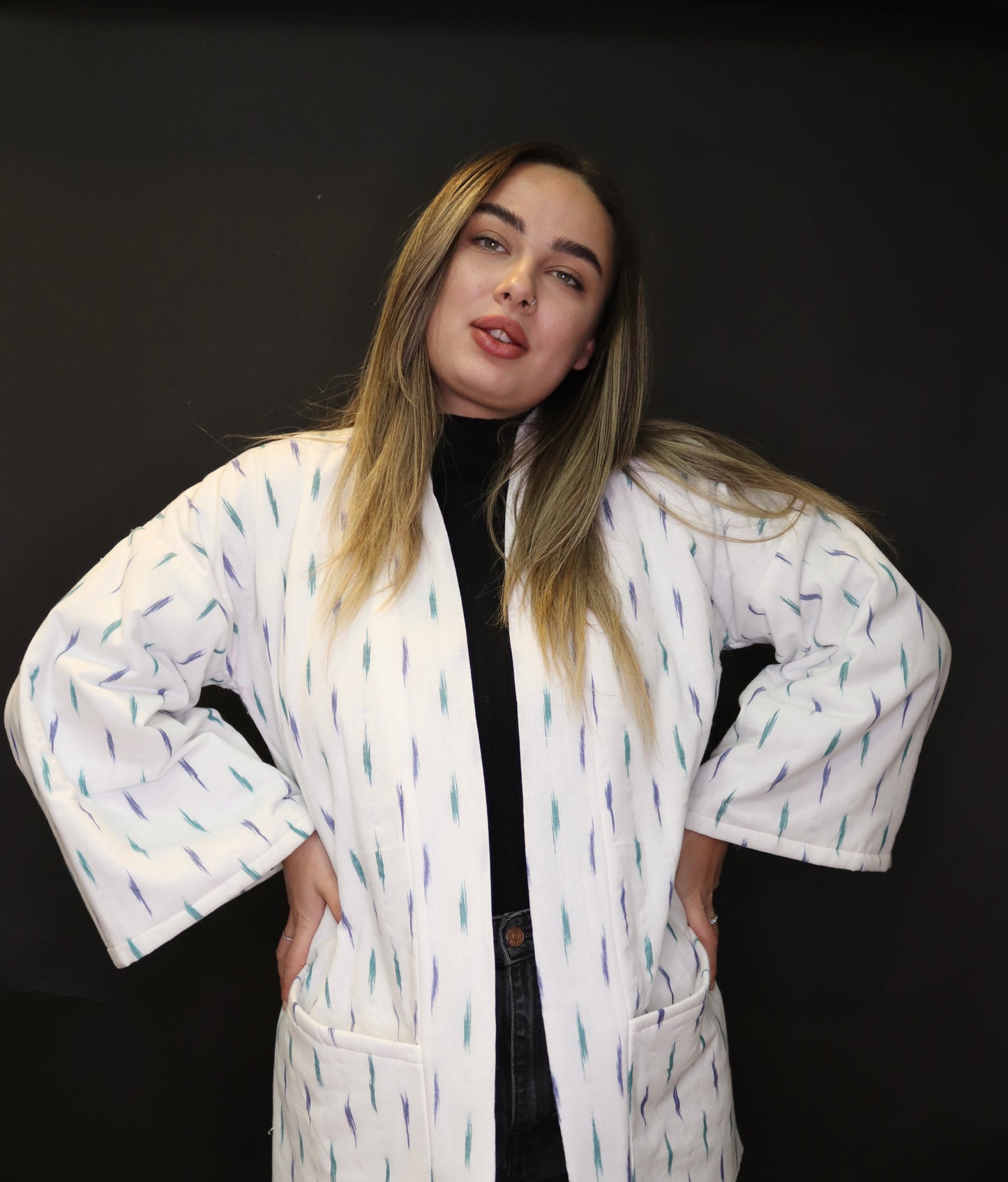 Kimono Style Jacket - Ikkat