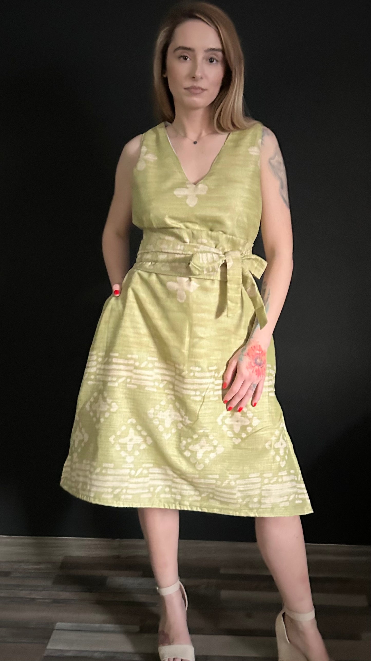 Chanderi Silk Dress - Green