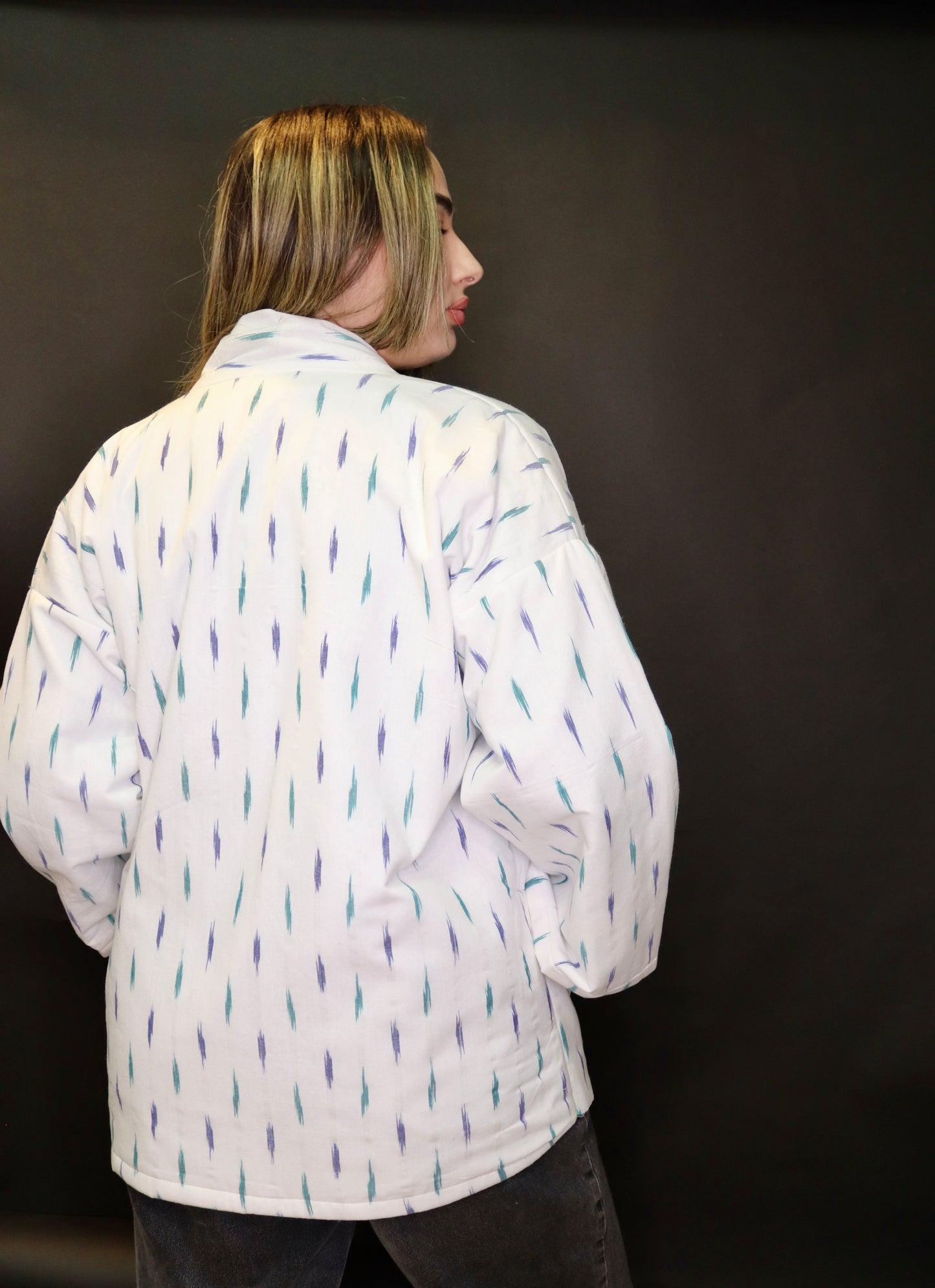 Kimono Style Jacket - Ikkat