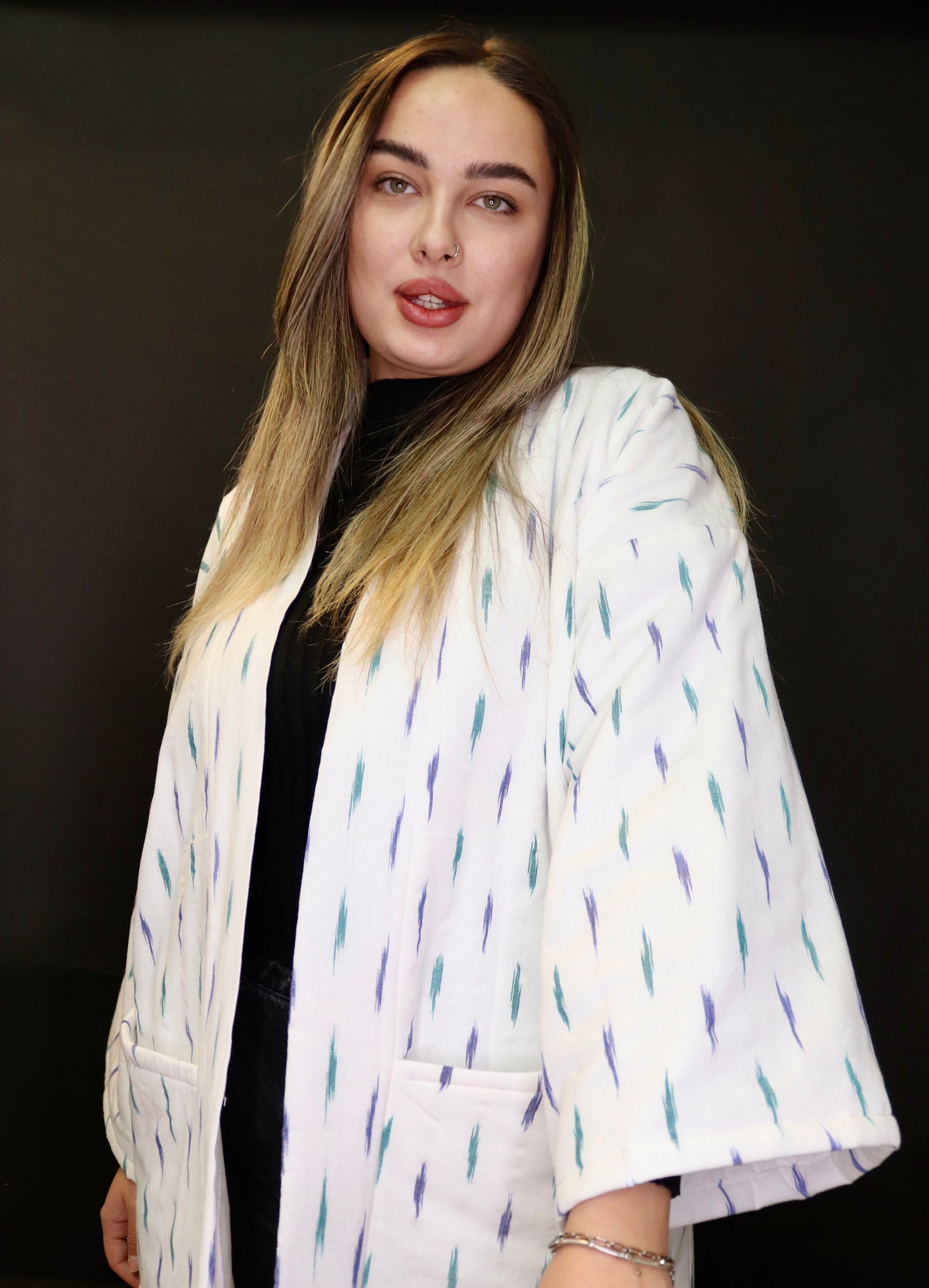 Kimono Style Jacket - Ikkat