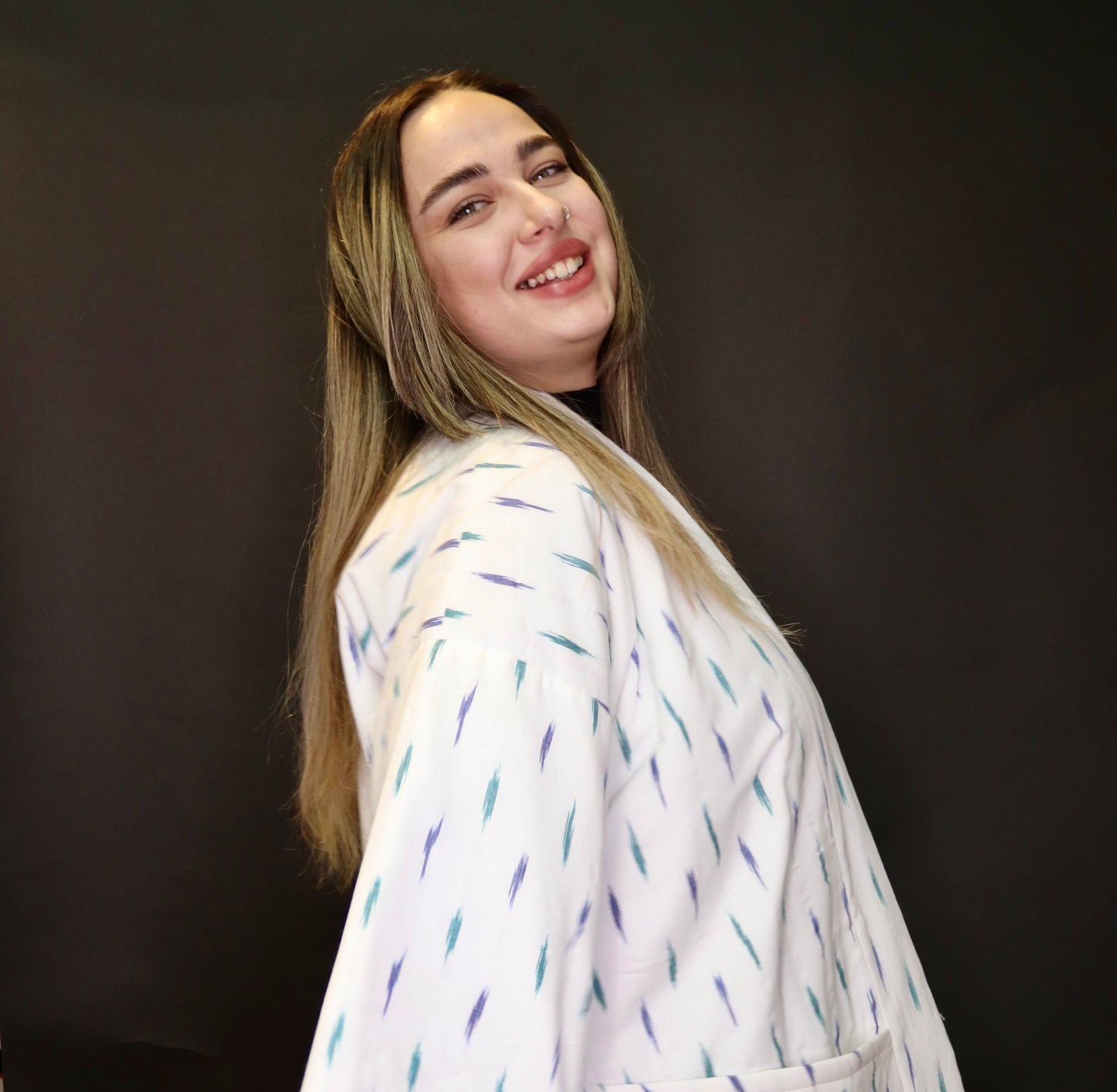 Kimono Style Jacket - Ikkat