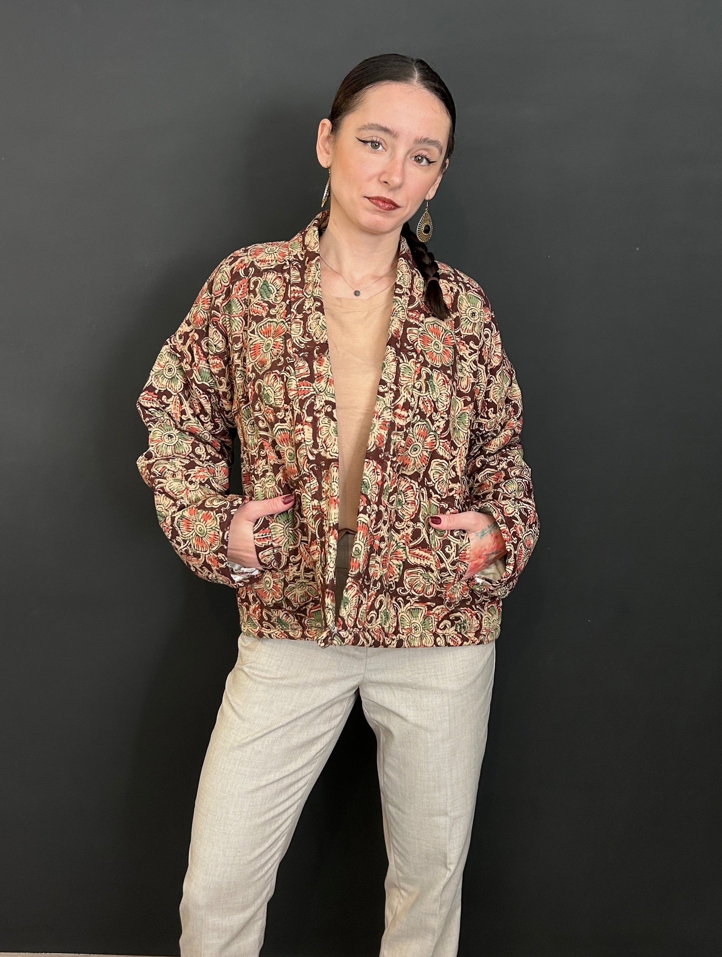 Bomber Style Jacket Earthy Brown