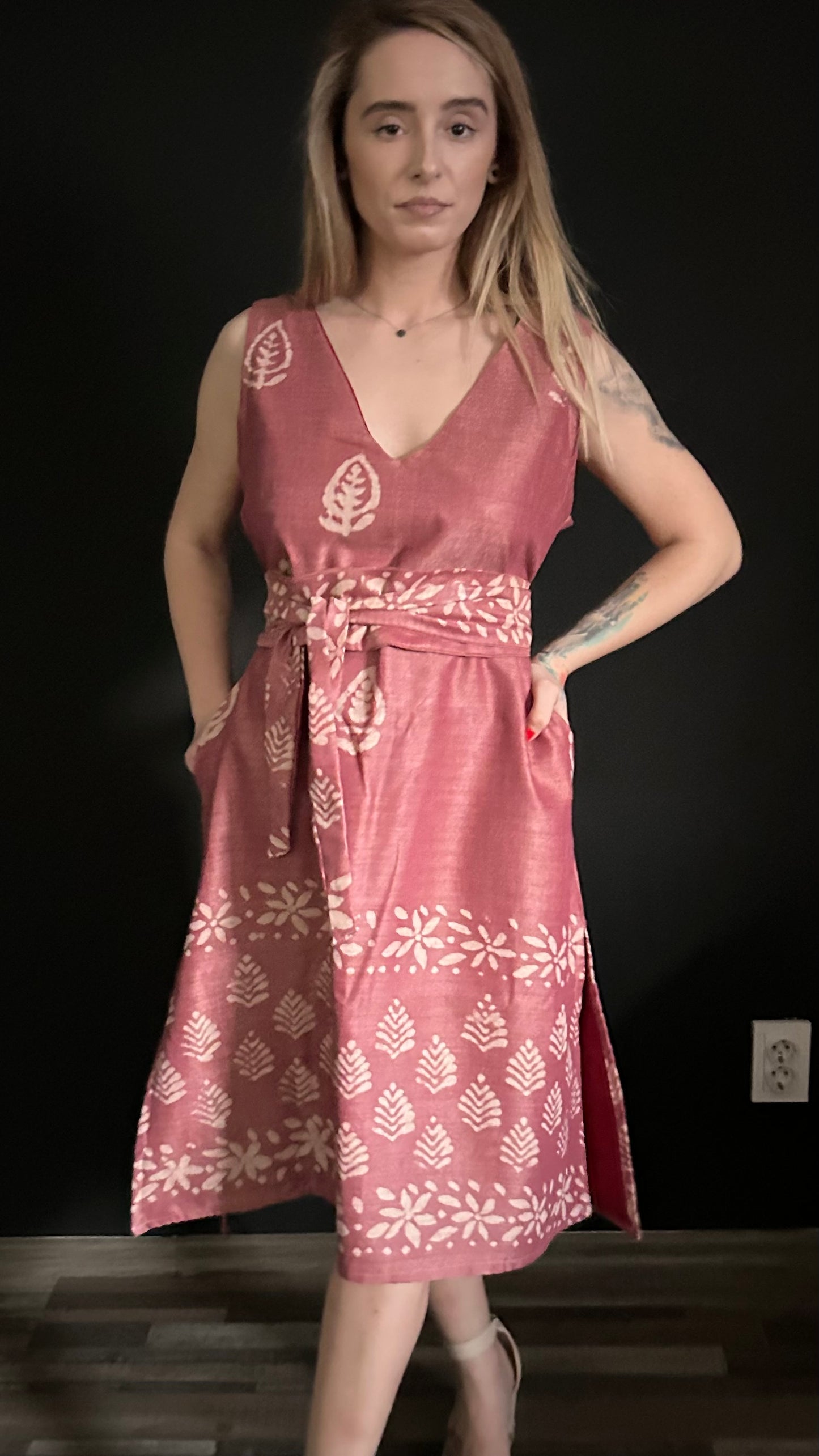 Chanderi Silk dress - Magenta