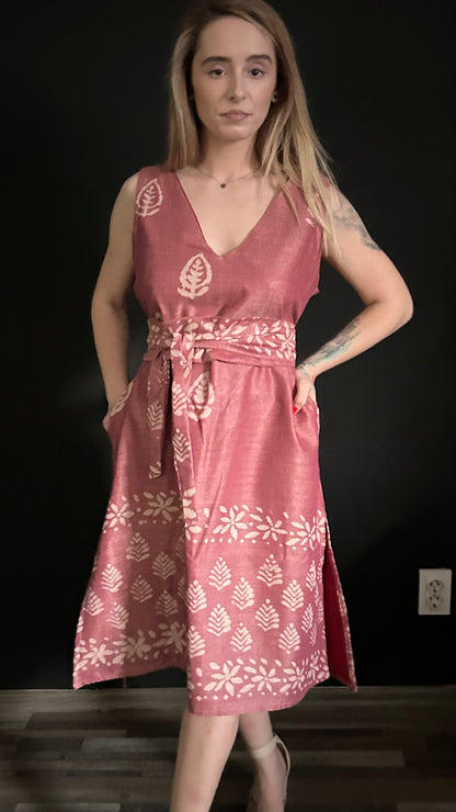Chanderi Silk dress - Magenta