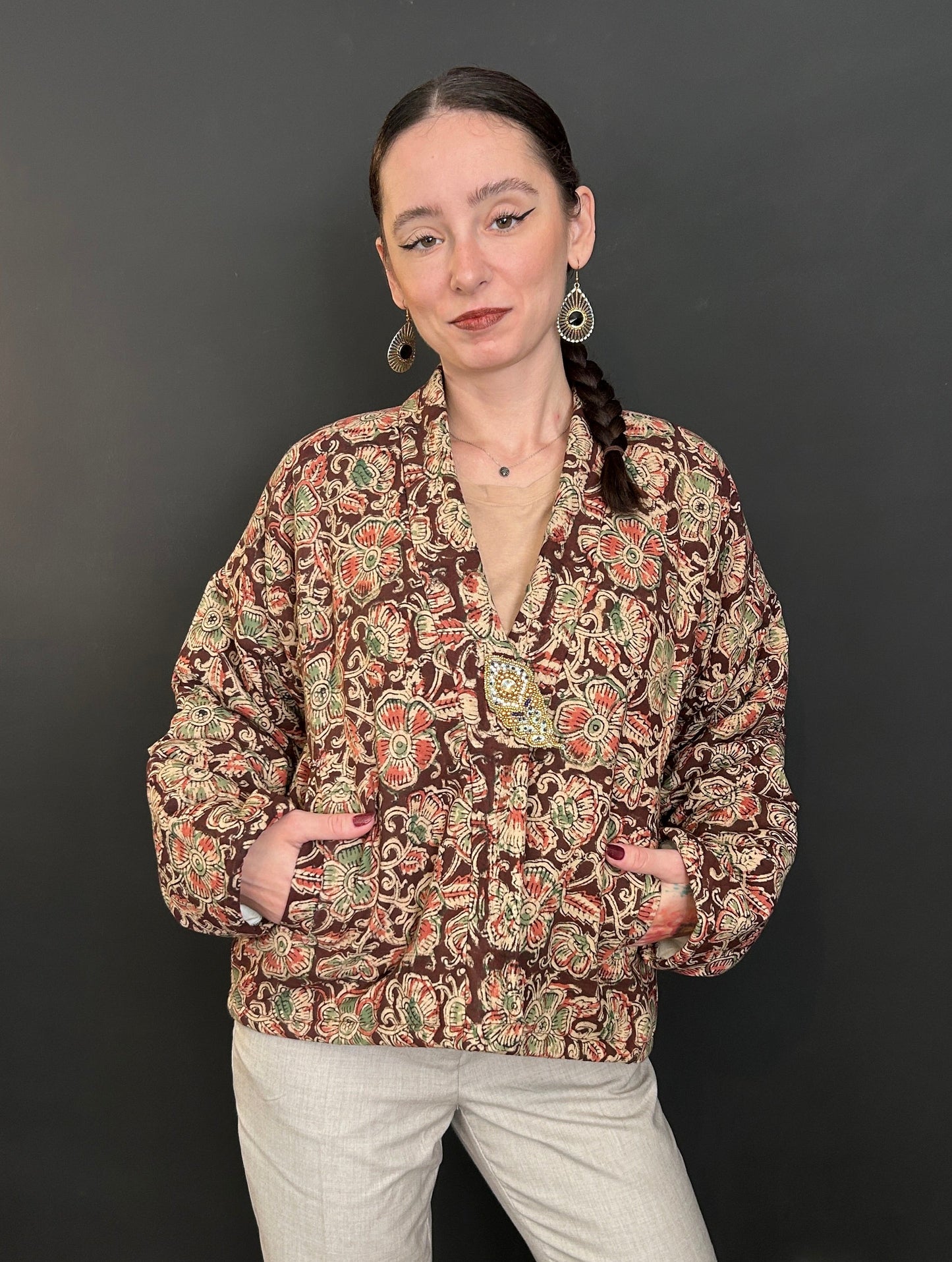 Bomber Style Jacket Earthy Brown