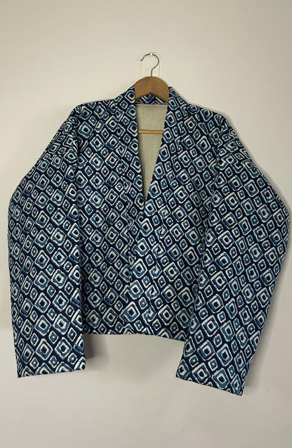 Indigo Diamond Bomber Jacket