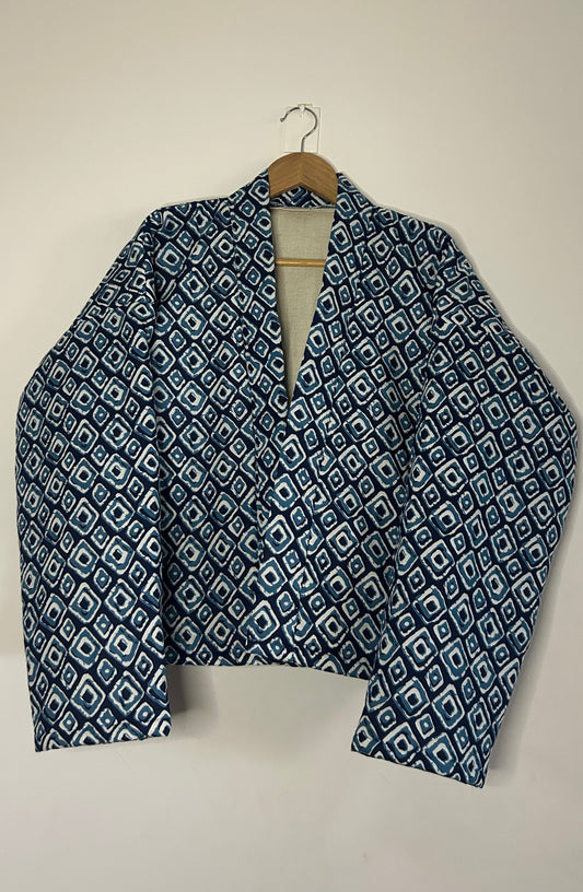 Indigo Diamond Bomber Jacket